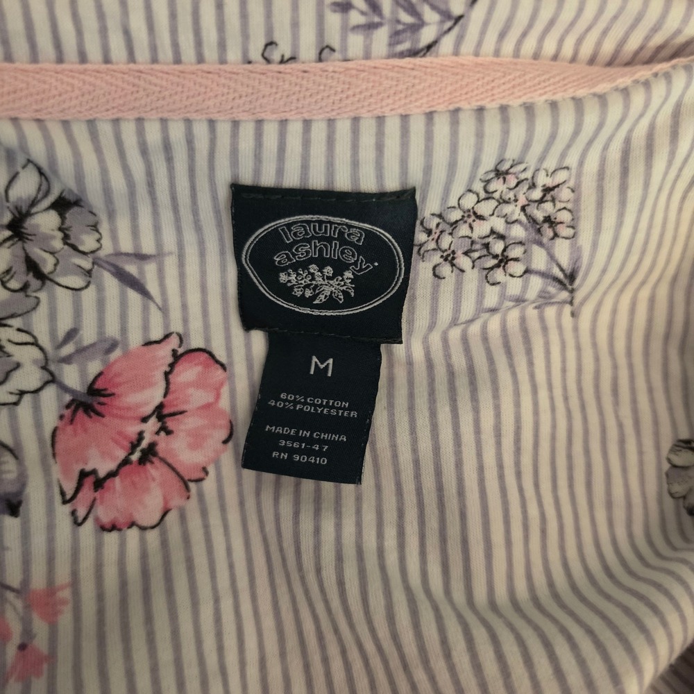 Vintage Laura Ashley 60% Cotton Floral Striped Pajama Sleepwear Set Medium GC - Picture 2 of 14